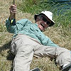 John struggles with one of those huge lake trout!